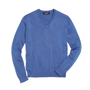 Country Club Silk and Cotton Solid V-Neck Sweater - Light Blue